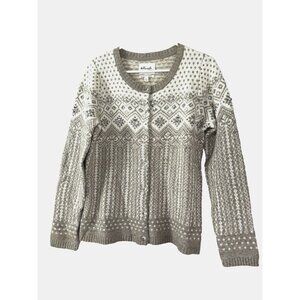 Telluride M Lambswool Fair Isle Cardigan Sequin Coastal Grandma Granny Cozy Warm